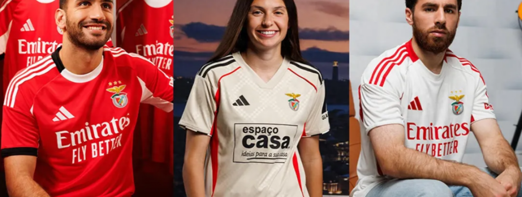 Benfica divulga camisolas para a época 25/26
