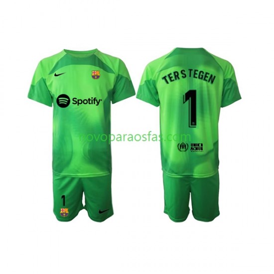 Camisolas FC Barcelona Ter Stegen 1 Guarda-redes Criança Casa 2022-2023 Manga Curta