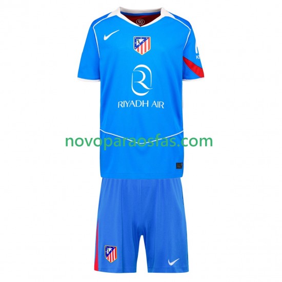 Camisolas Atlético Madrid Criança Alternativo 2025-2026 Manga Curta