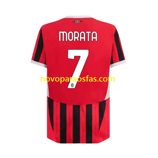 Camisolas AC Milan Alvaro Morata 7 Homem Casa 2024-2025 Manga Curta