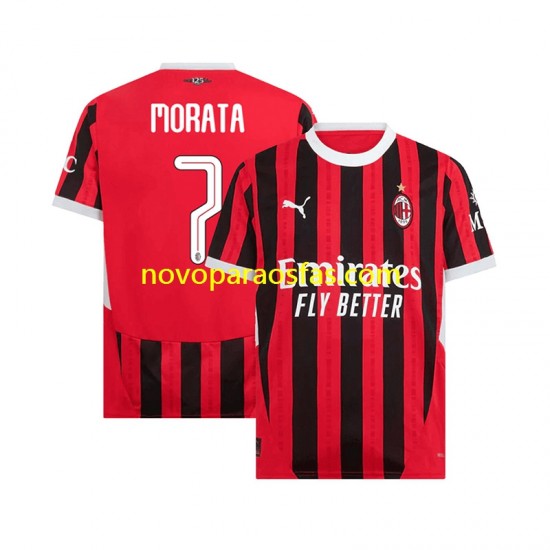 Camisolas AC Milan UCL Font MORATA 7 Homem Casa 2024-2025 Manga Curta