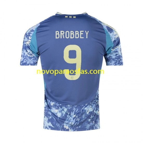 Camisolas AFC Ajax Brian Brobbey 9 Homem Visitante 2024-2025 Manga Curta