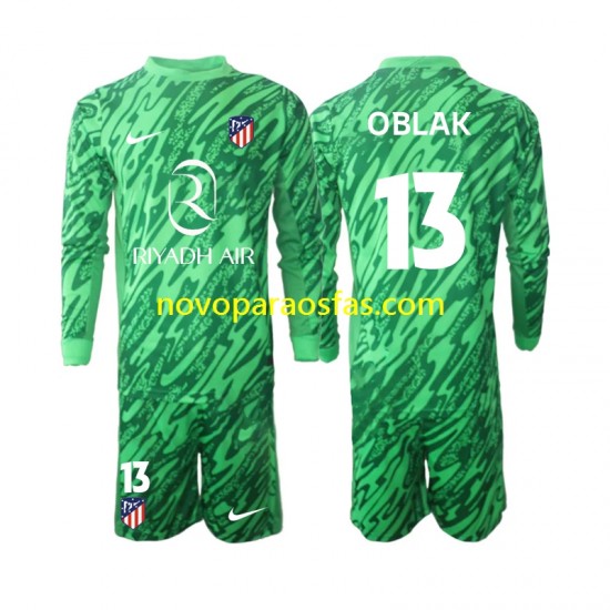 Camisolas Atlético Madrid Jan Oblak 13 Guarda-redes Criança Visitante 2024-2025 Manga Comprida