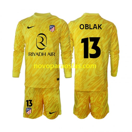 Camisolas Atlético Madrid Jan Oblak 13 Guarda-redes Criança Alternativo 2024-2025 Manga Comprida