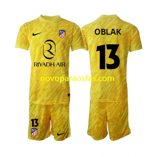 Camisolas Atlético Madrid Jan Oblak 13 Guarda-redes Criança Alternativo 2024-2025 Manga Curta