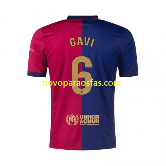 Camisolas FC Barcelona GAVI 6 Homem Casa 2024-2025 Manga Curta