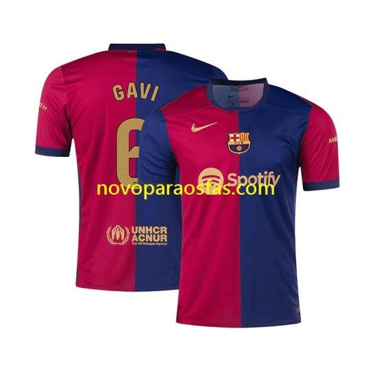 Camisolas FC Barcelona GAVI 6 Homem Casa 2024-2025 Manga Curta