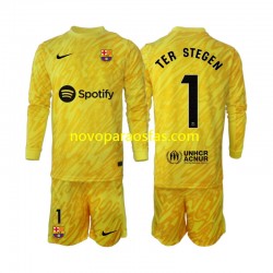Camisolas FC Barcelona Ter Stegen 1 Guarda-redes Criança Visitante 2024-2025 Manga Comprida