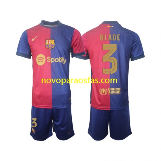 Camisolas FC Barcelona UCL Font Blade 3 Criança Casa 2024-2025 Manga Curta