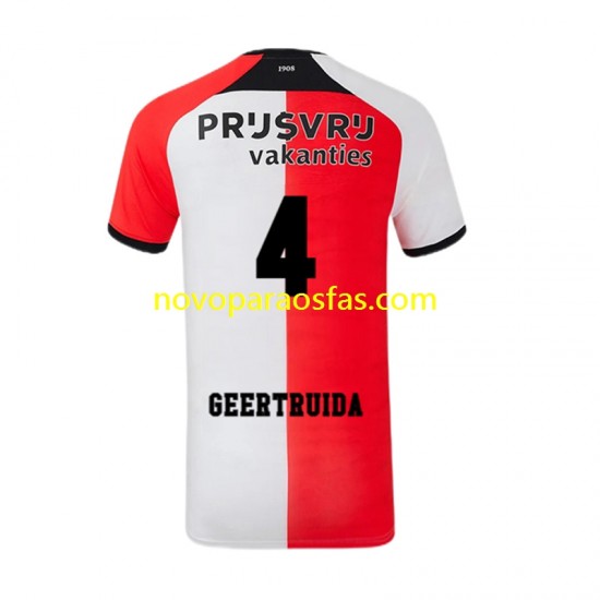 Camisolas Feyenoord Rotterdam Lutsharel Geertruida 4 Homem Casa 2024-2025 Manga Curta