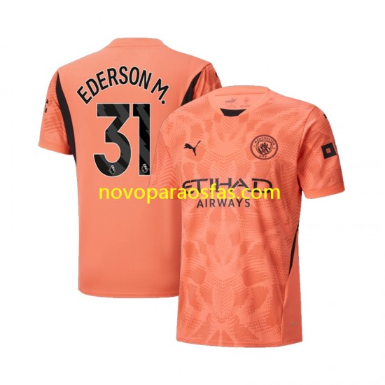 Camisolas Manchester City Ederson M 31 Guarda-redes Homem Visitante 2024-2025 Manga Curta