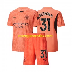 Camisolas Manchester City Ederson M 31 Guarda-redes Criança Visitante 2024-2025 Manga Curta