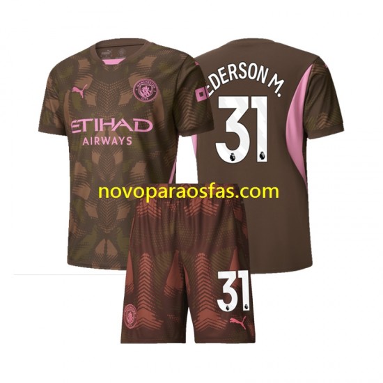 Camisolas Manchester City Ederson M 31 Guarda-redes Criança Casa 2024-2025 Manga Curta