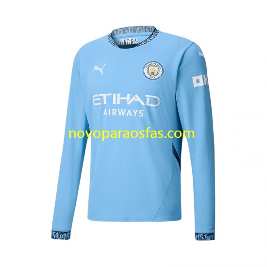 Camisolas Manchester City Homem Casa 2024-2025 Manga Comprida