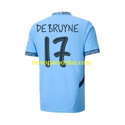 Camisolas Manchester City UCL Font DE BRUYNE 17 Homem Casa 2024-2025 Manga Curta