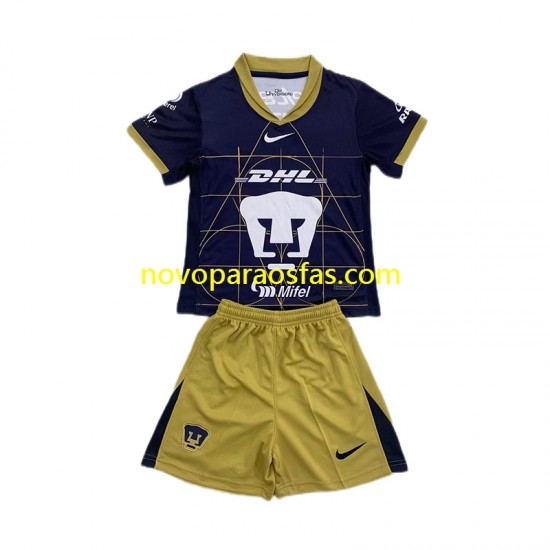 Camisolas Pumas UNAM Criança Visitante 2024-2025 Manga Curta