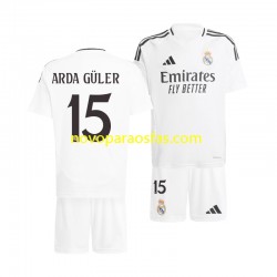 Camisolas Real Madrid Arda Guler 15 Criança Casa 2024-2025 Manga Curta