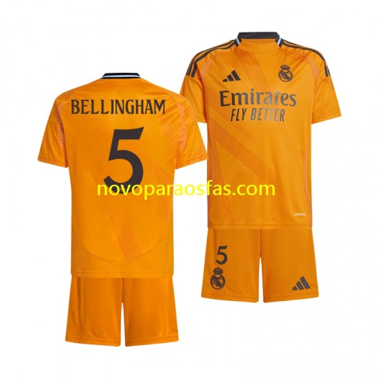 Camisolas Real Madrid BELLINGHAM 5 Criança Visitante 2024-2025 Manga Curta