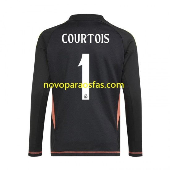 Camisolas Real Madrid Thibaut Courtois 1 Guarda-redes Homem Visitante 2024-2025 Manga Curta