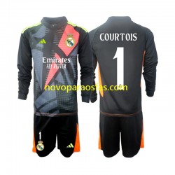 Camisolas Real Madrid Thibaut Courtois 1 Guarda-redes Criança Visitante 2024-2025 Manga Comprida