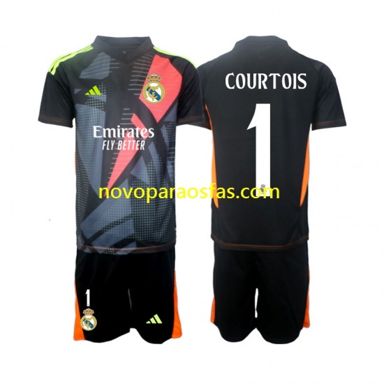 Camisolas Real Madrid Thibaut Courtois 1 Guarda-redes Criança Visitante 2024-2025 Manga Curta