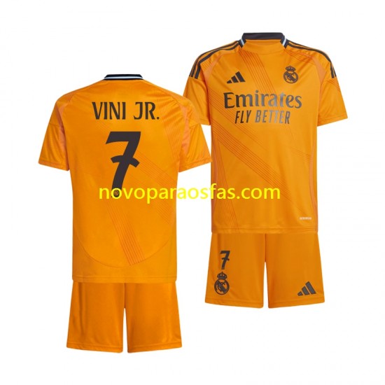 Camisolas Real Madrid VINI JR 7 Criança Visitante 2024-2025 Manga Curta