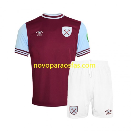 Camisolas West Ham United Criança Casa 2024-2025 Manga Curta