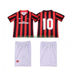 Camisolas AC Milan 10 1990 1991 Retro Criança Casa Manga Curta