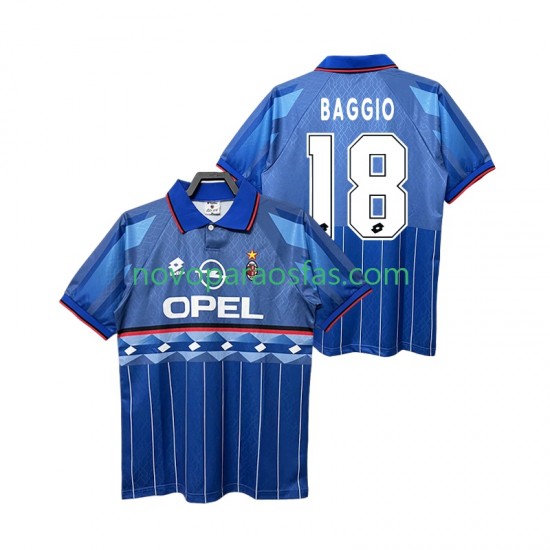Camisolas AC Milan BAGGIO 18 1995 1996 Retro Homem Visitante Manga Curta