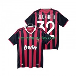 Camisolas AC Milan BECKHAM 32 2009 Retro Homem Casa 2010 Manga Curta