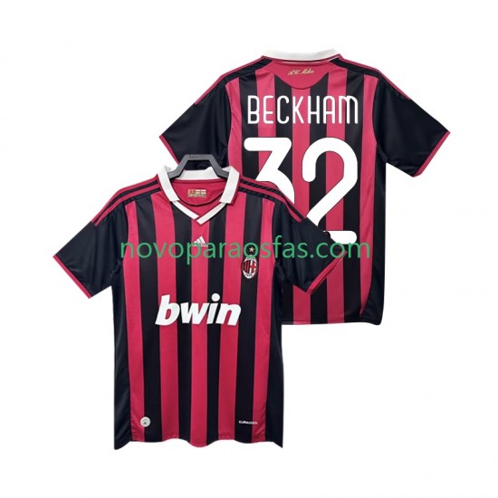 Camisolas AC Milan BECKHAM 32 2009 Retro Homem Casa 2010 Manga Curta