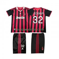 Camisolas AC Milan BECKHAM 32 2009 Retro Criança Casa 2010 Manga Curta