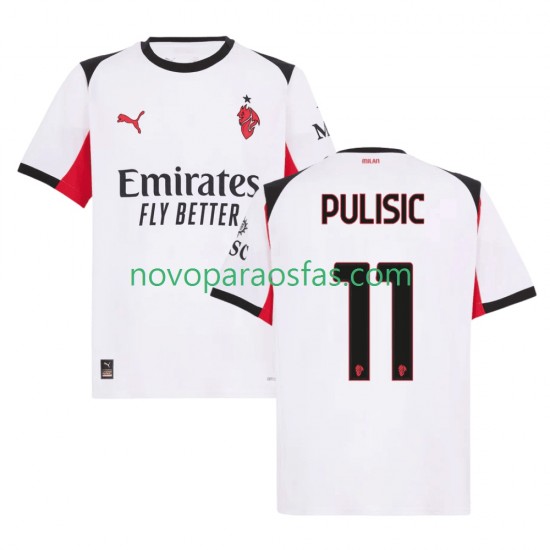 Camisolas AC Milan Christian Pulisic 11 Homem Visitante 2025-2026 Manga Curta