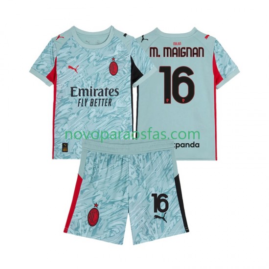 Camisolas AC Milan Mike Maignan 16 Guarda-redes Criança Casa 2025-2026 Manga Curta