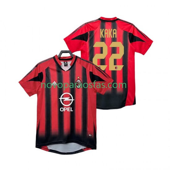 Camisolas AC Milan KAKA 22 2005 Retro Homem Casa 2004 Manga Curta