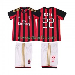 Camisolas AC Milan KAKA 22 2013 2014 Retro Criança Casa Manga Curta