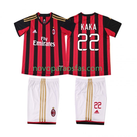 Camisolas AC Milan KAKA 22 2013 2014 Retro Criança Casa Manga Curta