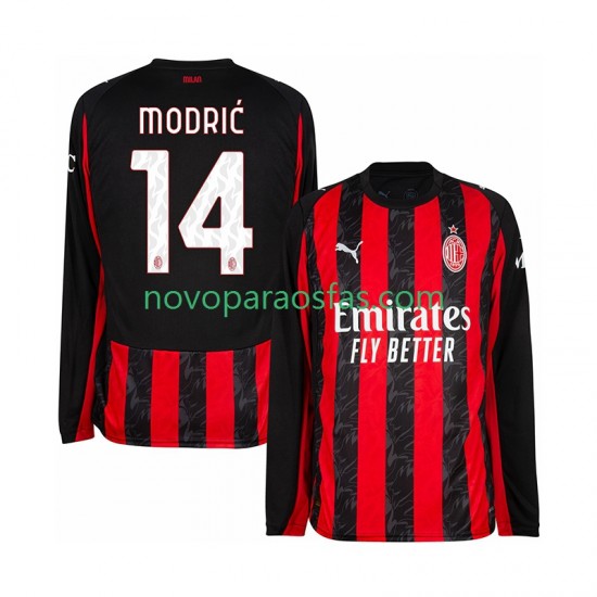 Camisolas AC Milan Modrić Luca 14 Homem Casa 2025-2026 Manga Comprida
