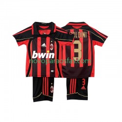 Camisolas AC Milan MALDINI 3 2007 Retro Criança Casa 2006 Manga Curta