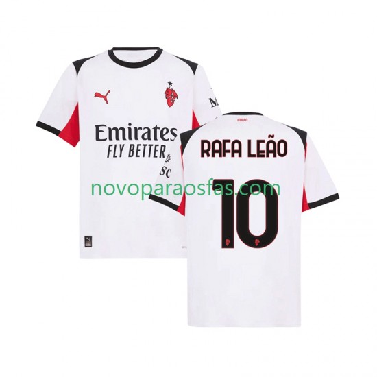 Camisolas AC Milan Rafael Leao 10 Homem Visitante 2025-2026 Manga Curta