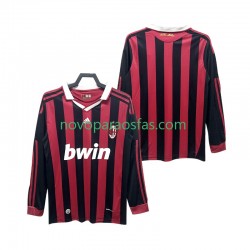 Camisolas AC Milan 2009 Retro Homem Casa 2010 Manga Comprida