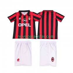 Camisolas AC Milan 1996 1997 Retro Criança Casa Manga Curta