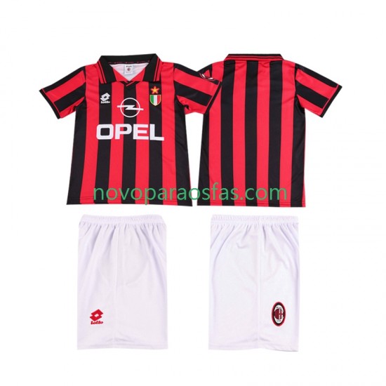 Camisolas AC Milan 1996 1997 Retro Criança Casa Manga Curta