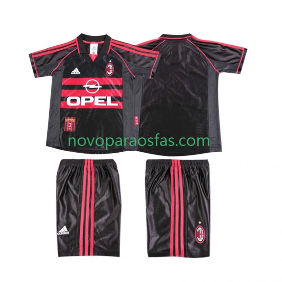 Camisolas AC Milan Retro Criança Alternativo 1998 1999 Manga Curta