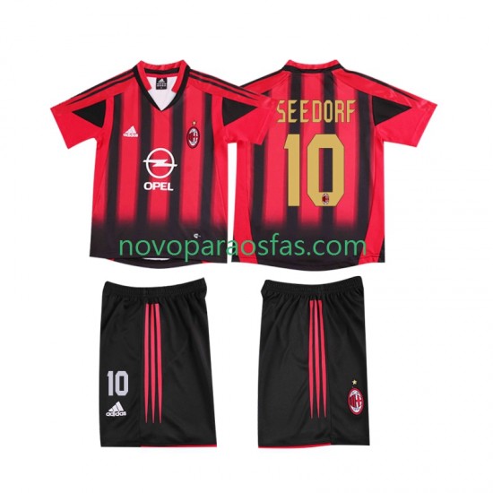 Camisolas AC Milan SEEDORF 10 2005 Retro Criança Casa 2004 Manga Curta