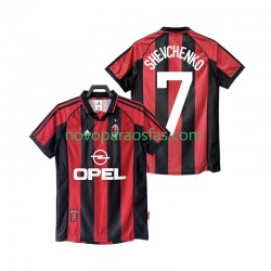 Camisolas AC Milan SHEVCHENKO 7 Retro Homem Casa 1998 1999 Manga Curta