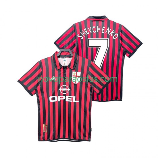 Camisolas AC Milan SHEVCHENKO 7 2000 Retro Homem Casa 1999 Manga Curta