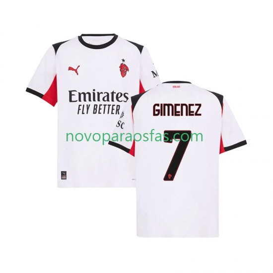 Camisolas AC Milan Santiago Gimenez 7 Homem Visitante 2025-2026 Manga Curta
