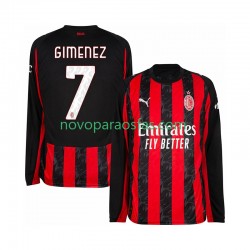 Camisolas AC Milan Santiago Gimenez 7 Homem Casa 2025-2026 Manga Comprida