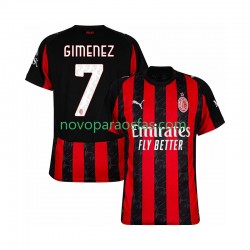 Camisolas AC Milan Santiago Gimenez 7 Homem Casa 2025-2026 Manga Curta